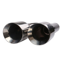 Load image into Gallery viewer, Dual 2.5" Inlet to Quad 4" Outlet H-type Exhaust Tips – Dual Wall, Slant Cut, Stainless Steel