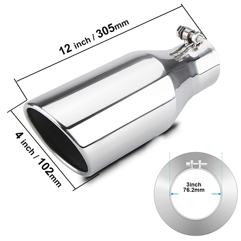 Universal Diesel Truck Angled Black 4 inch Inlet 5 inch Outlet Exhaust Tip Stainless Steel
