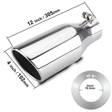Load image into Gallery viewer, Universal Diesel Truck Angled Black 4 inch Inlet 5 inch Outlet Exhaust Tip Stainless Steel