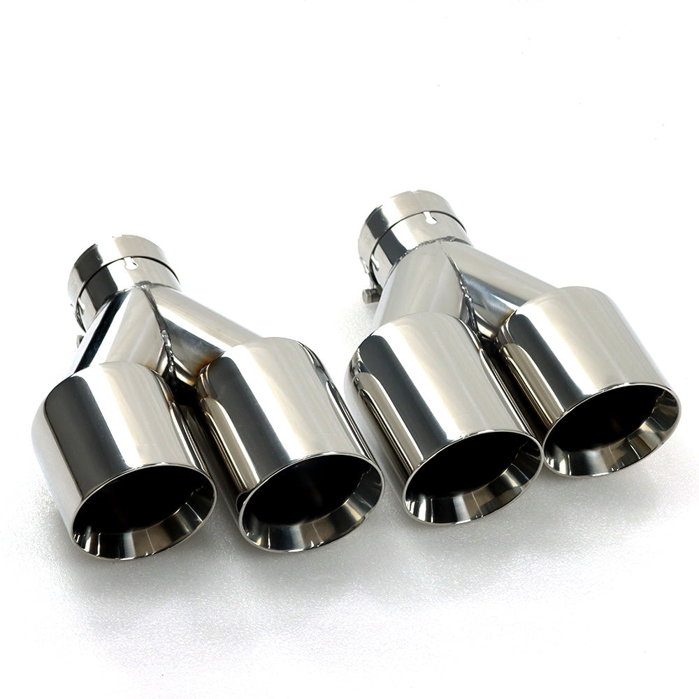 Custom Chrome Dual Slant-Cut Stainless Steel Exhaust Tip – 10" Long Universal Bolt-On Pickup Exhaust Pipe
