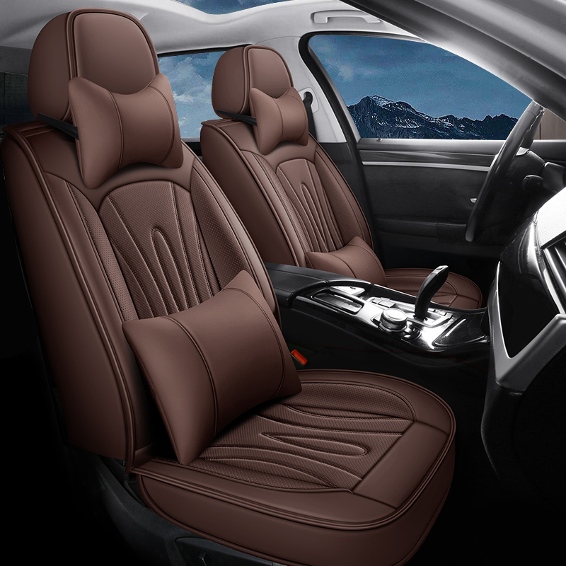 High-Back Leather Car Seat Covers, Waterproof, Airbag Compatible, for Cars, SUVs, Trucks, and Vans