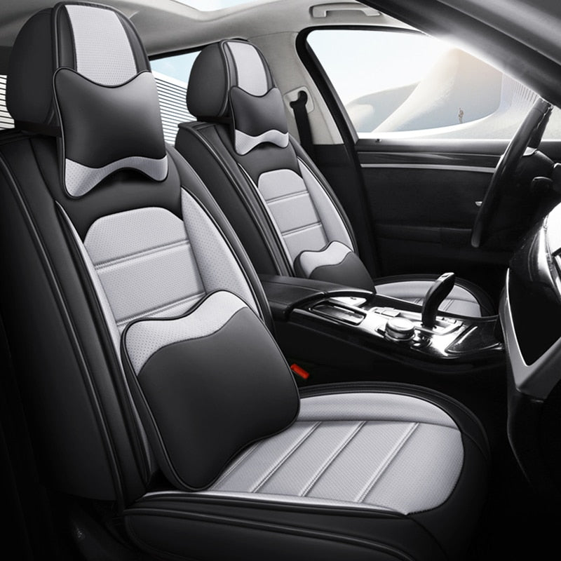 Universal Waterproof Leather Car Seat Covers Full Set, Front and Rear Seat Protection, Car Accessories.