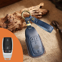 Load image into Gallery viewer, Mercedes-Benz Leather Key Fob Cover with Keychain – Full Protection for AMG, C, E, M, S, CLS, CLA, GLK, GLA, GLC, GLE Smart Key