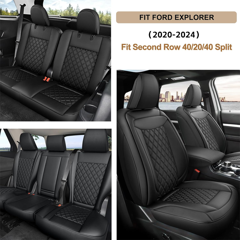 Amancarport Custom Fit Car Seat Covers Full Set For Ford Explorer 6-7 Seats (2020-2025)