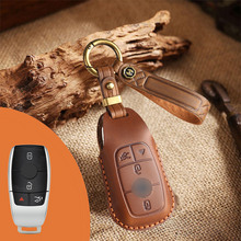 Load image into Gallery viewer, Mercedes-Benz Leather Key Fob Cover with Keychain – Full Protection for AMG, C, E, M, S, CLS, CLA, GLK, GLA, GLC, GLE Smart Key