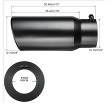 Load image into Gallery viewer, Universal Diesel Truck Angled Black 4 inch Inlet 5 inch Outlet Exhaust Tip Stainless Steel