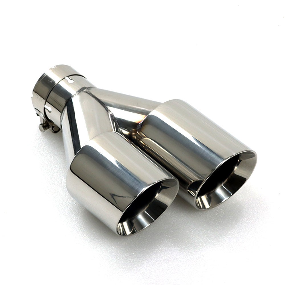 Custom Chrome Dual Slant-Cut Stainless Steel Exhaust Tip – 10" Long Universal Bolt-On Pickup Exhaust Pipe