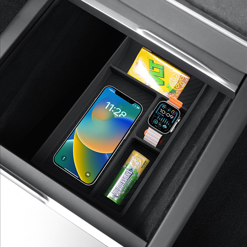 Tesla Model 3/Y Custom Storage Organizer 10-Piece Set - Highland/Juniper Floor Mats+Trunk Bucket+Phone Holder