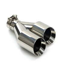 Load image into Gallery viewer, Custom Chrome Dual Slant-Cut Stainless Steel Exhaust Tip – 10" Long Universal Bolt-On Pickup Exhaust Pipe