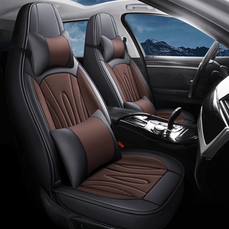High-Back Leather Car Seat Covers, Waterproof, Airbag Compatible, for Cars, SUVs, Trucks, and Vans