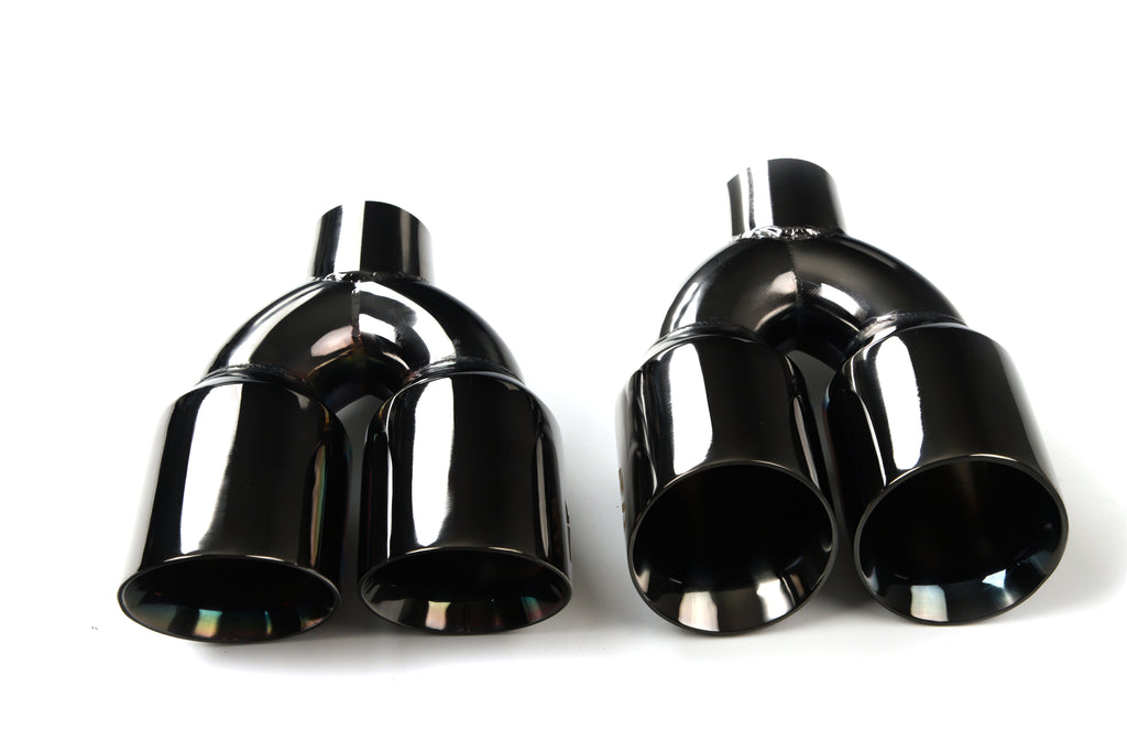 Dual Slant-Cut Stainless Steel Exhaust Tip – 10" Long Blue, Black, Silver Universal Bolt-On Exhaust Pipe