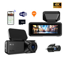 Load image into Gallery viewer, 2025 New 4K Dash Cam Front and Rear with WiFi & GPS, Mini Hidden Car Camera Recorder