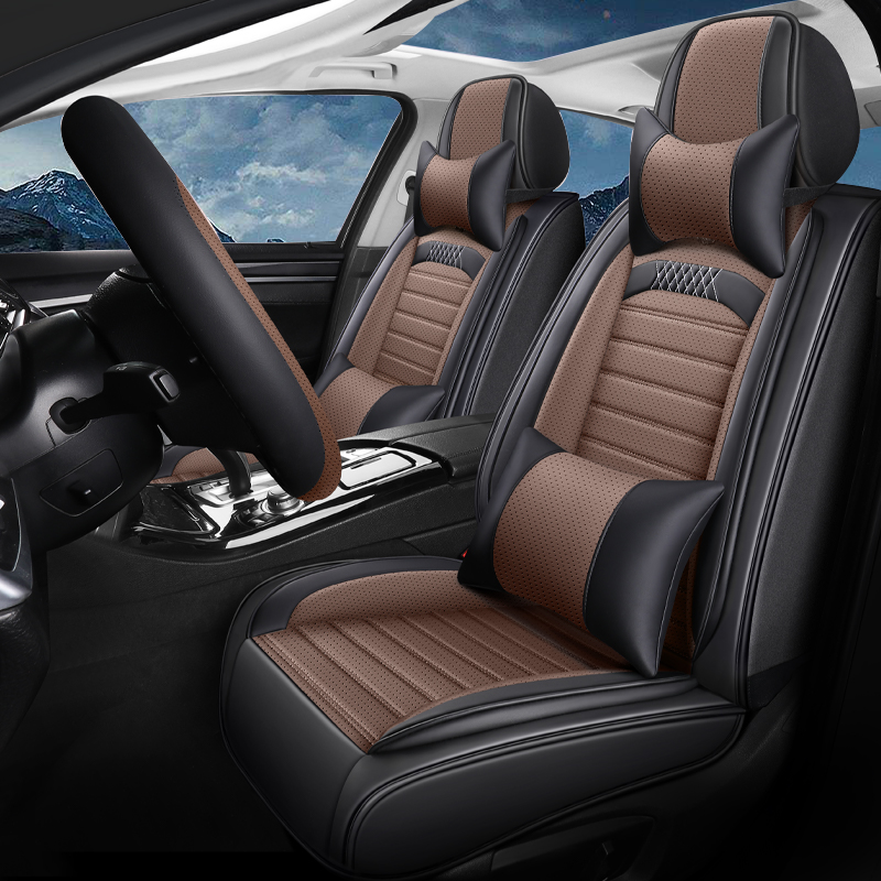 Car Universal Seat Covers Full Set, Breathable and Waterproof Napa Leather Car Seat Cover Fit for Cars, Sedans, SUVs, Trucks