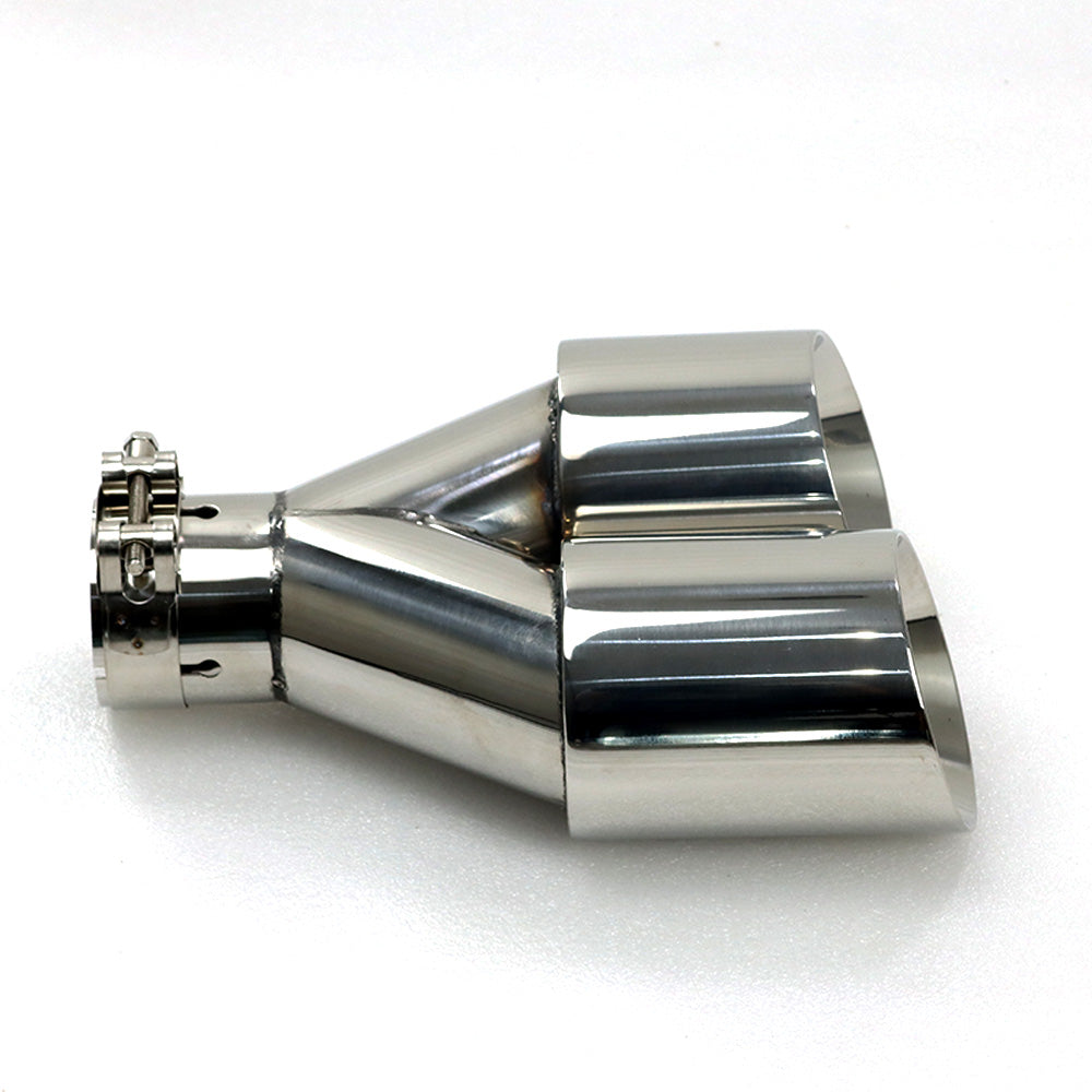 Custom Chrome Dual Slant-Cut Stainless Steel Exhaust Tip – 10" Long Universal Bolt-On Pickup Exhaust Pipe