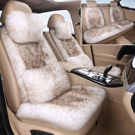 Amancarport Winter Plush Car Seat Cover 5-Piece Complete Set, Include Front & Rear Seat Cover