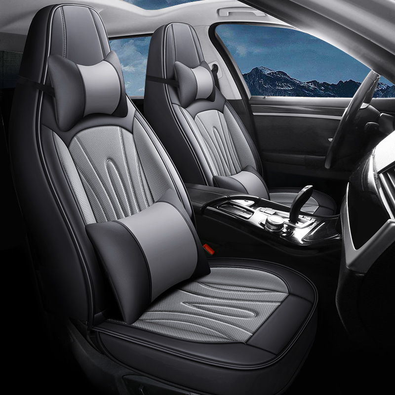 High-Back Leather Car Seat Covers, Waterproof, Airbag Compatible, for Cars, SUVs, Trucks, and Vans
