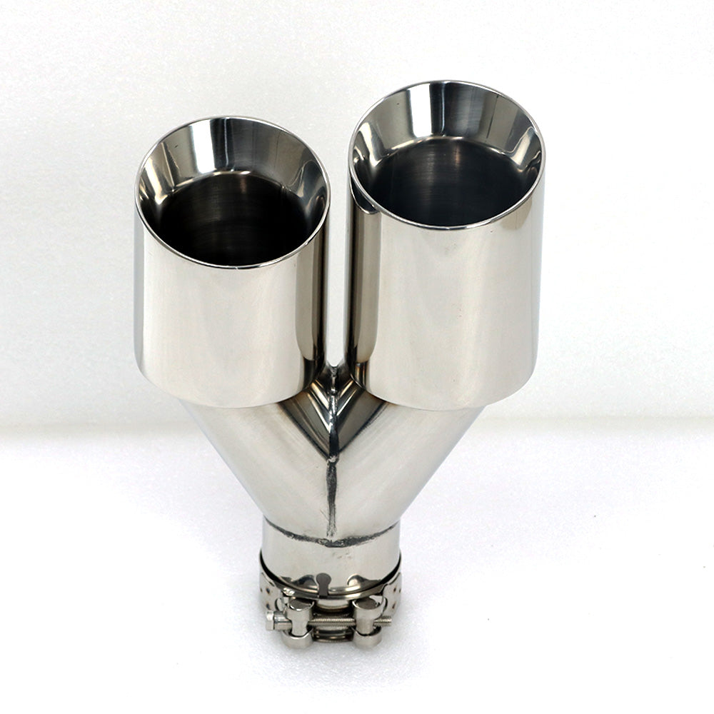 Custom Chrome Dual Slant-Cut Stainless Steel Exhaust Tip – 10" Long Universal Bolt-On Pickup Exhaust Pipe