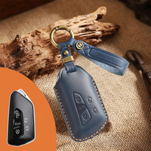 Load image into Gallery viewer, Genuine Leather Key Fob Cover for Volkswagen & Skoda – 3-5 Button Flip Key Pouch with Key Ring & Hook