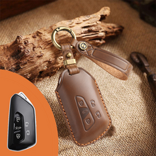 Load image into Gallery viewer, Genuine Leather Key Fob Cover for Volkswagen & Skoda – 3-5 Button Flip Key Pouch with Key Ring & Hook