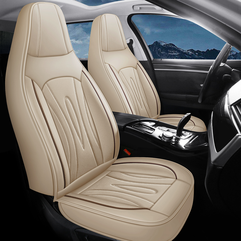 High-Back Leather Car Seat Covers, Waterproof, Airbag Compatible, for Cars, SUVs, Trucks, and Vans