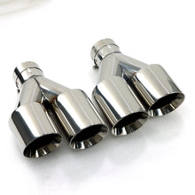 Load image into Gallery viewer, Custom Chrome Dual Slant-Cut Stainless Steel Exhaust Tip – 10" Long Universal Bolt-On Pickup Exhaust Pipe