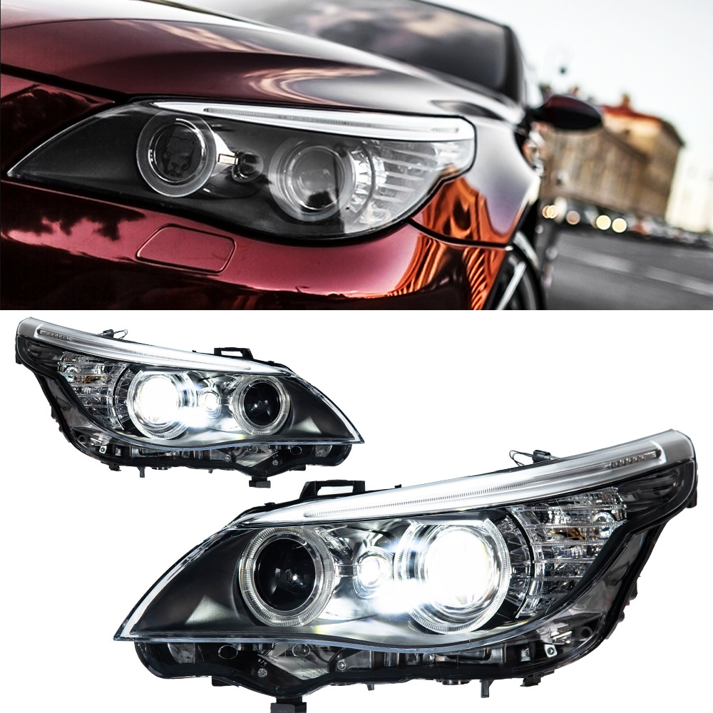 Headlights for BMW 5 Series E60 (2003–2010), Angel Eye Projector Lens Modified Headlamp Assembly