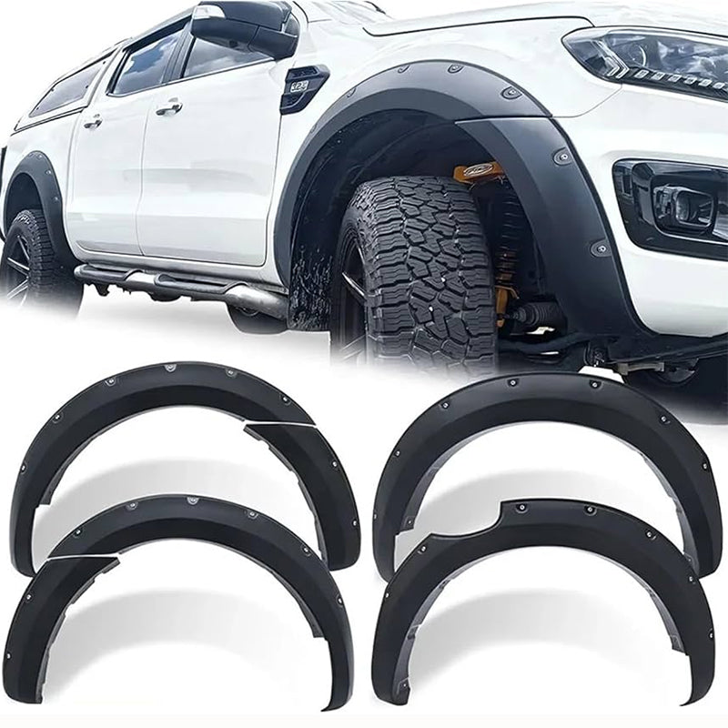 Matte Black LED Fender Flares for 2015-2025 Ford Ranger T7, T8, T9 – Modified Fender Arch Protector, Mudguard, and Body Kit