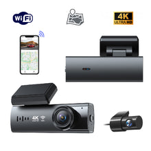 Load image into Gallery viewer, 4K Dash Cam Front and Rear with WiFi & GPS, Mini Hidden Car Camera Recorder