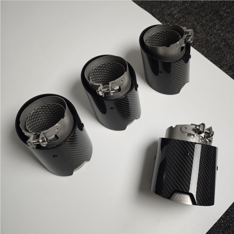 Carbon Fiber Tailpipe With Net Exhaust Tips For BMW X3M X4M M2 M3 M4 - F97 F98 G87 G80 G82 G83
