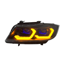 Load image into Gallery viewer, Laser Style LED Headlights for 2005–2012 BMW E90/E91 3 Series – Dual Projector with Amber/White DRL