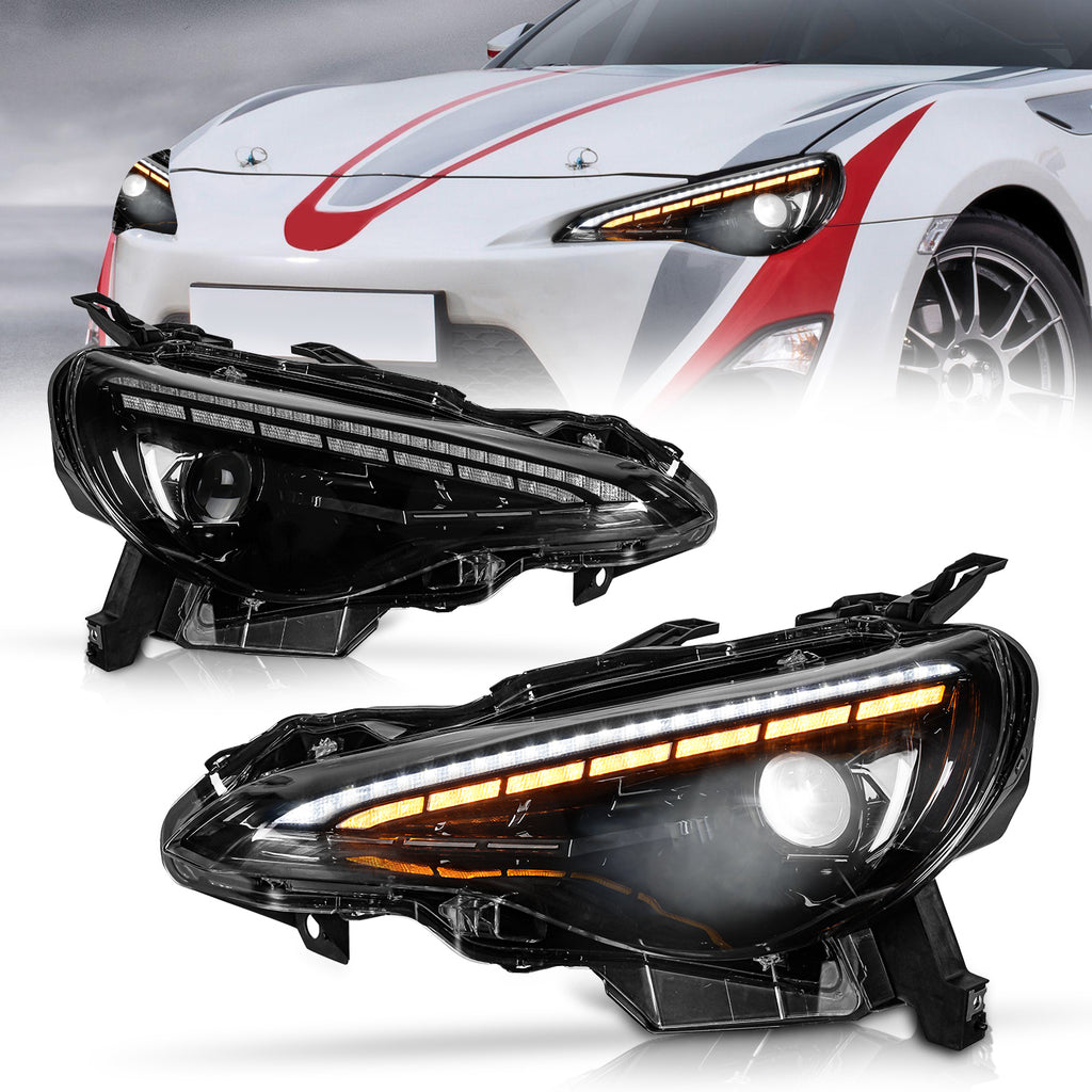 LED Headlights for 2012–2021 Toyota 86, Subaru BRZ, Scion FR-S – RGB DRL, Sequential Turn Signals, Plug & Play Pair