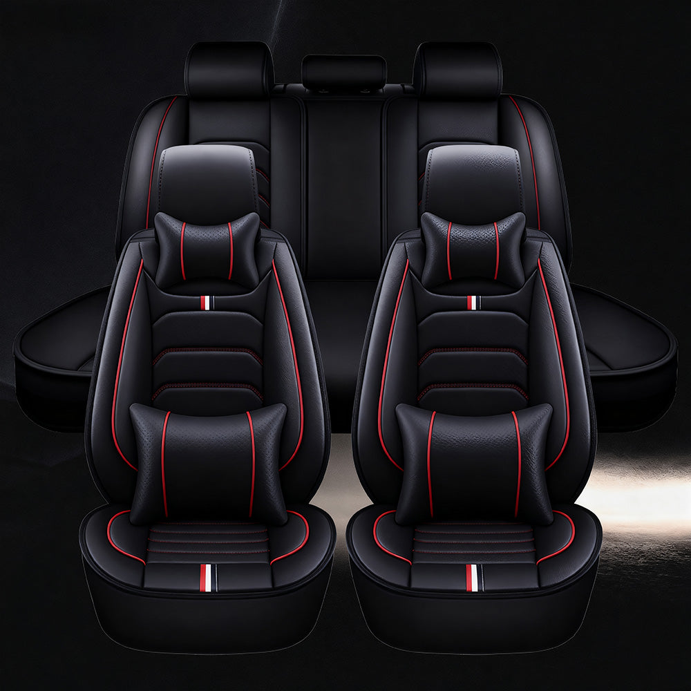 Universal Faux Leather Car Seat Covers 5-Piece Set – Waterproof, Easy Install, Fit SUV, Sedan & Truck