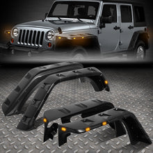 Load image into Gallery viewer, Front & Rear Fender Flares Kit for 2007-2018 Jeep Wrangler JK - Set of 4 with LED Lights