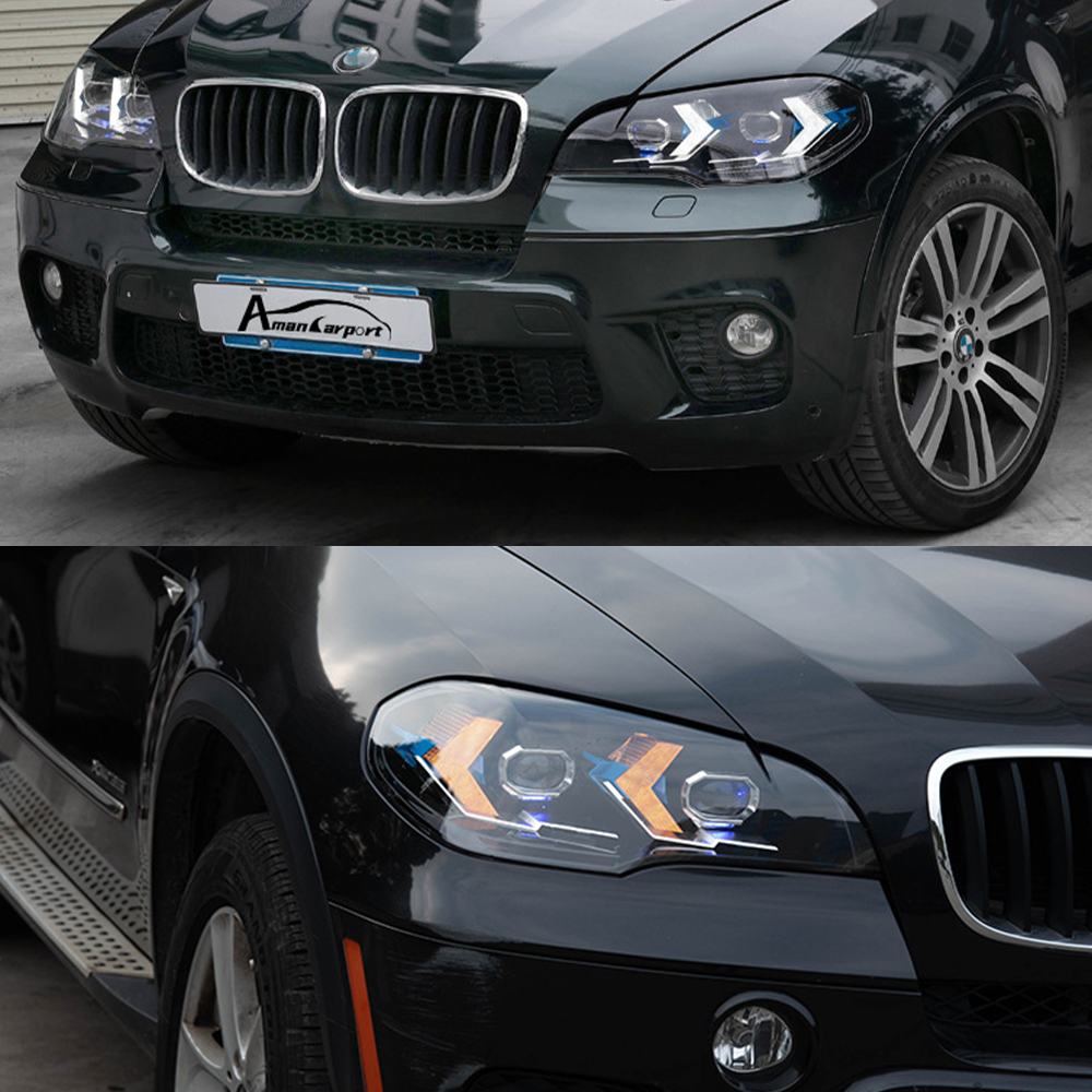 LED Headlights For BMW X5 E70 2007-2013 Double Lens Arrow Style Assemb ...