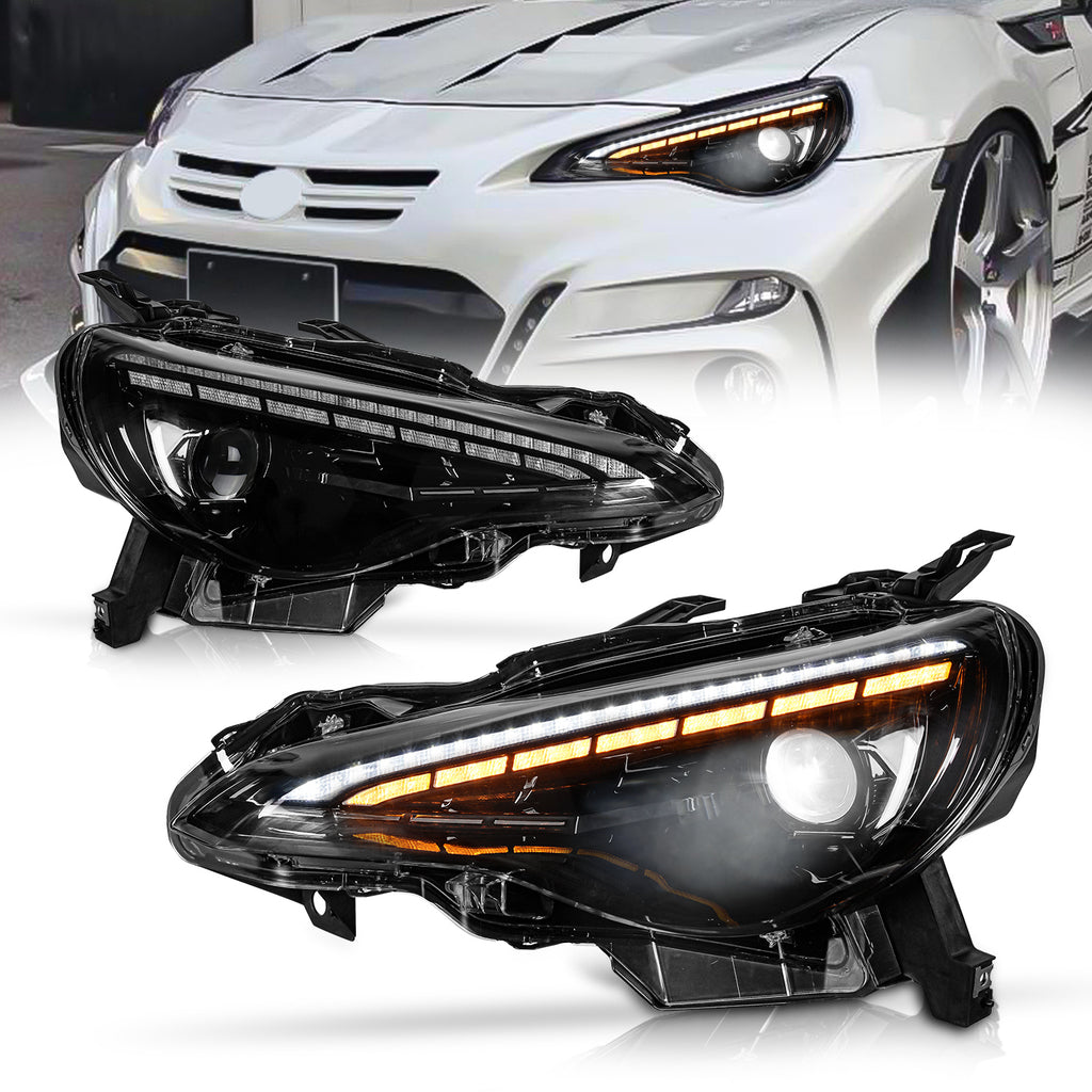LED Headlights for 2012–2021 Toyota 86, Subaru BRZ, Scion FR-S – RGB DRL, Sequential Turn Signals, Plug & Play Pair