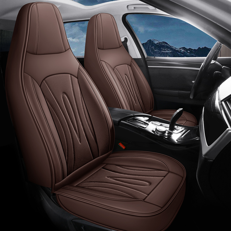 High-Back Leather Car Seat Covers, Waterproof, Airbag Compatible, for Cars, SUVs, Trucks, and Vans