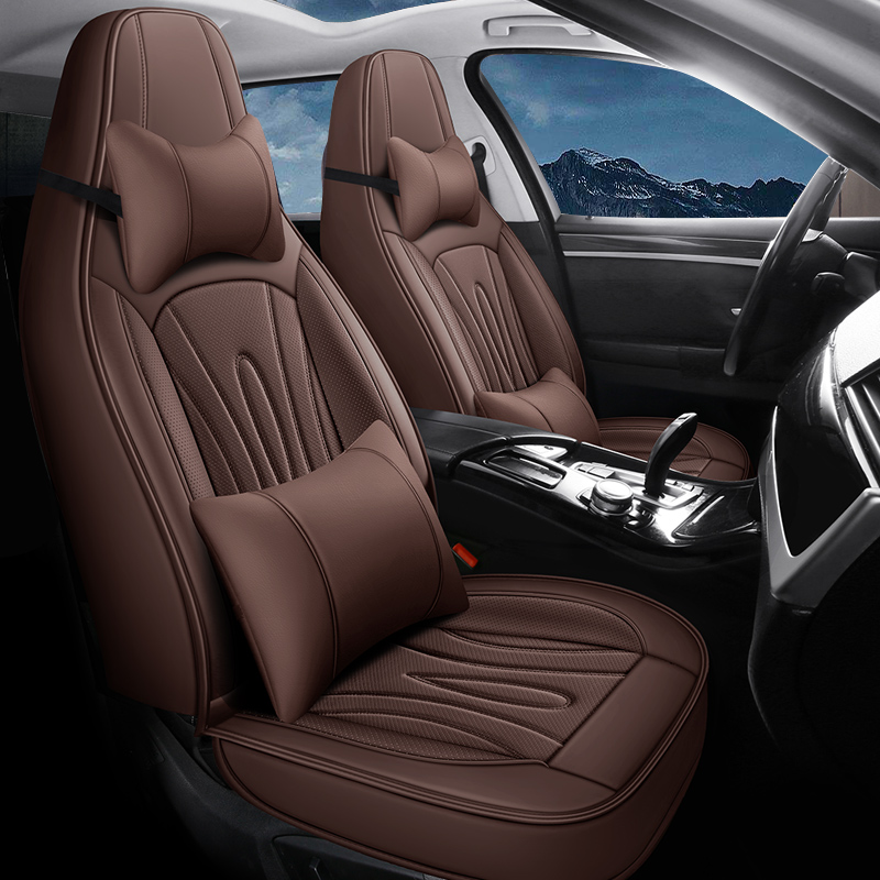 High-Back Leather Car Seat Covers, Waterproof, Airbag Compatible, for Cars, SUVs, Trucks, and Vans