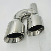 Load image into Gallery viewer, Dual 2.5" Inlet to Quad 4" Outlet H-type Exhaust Tips – Dual Wall, Slant Cut, Stainless Steel