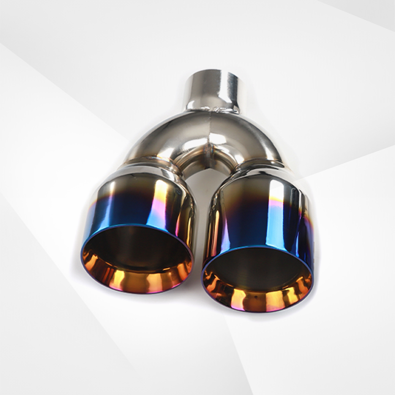 Dual Slant-Cut Stainless Steel Exhaust Tip – 10" Long Blue, Black, Silver Universal Bolt-On Exhaust Pipe