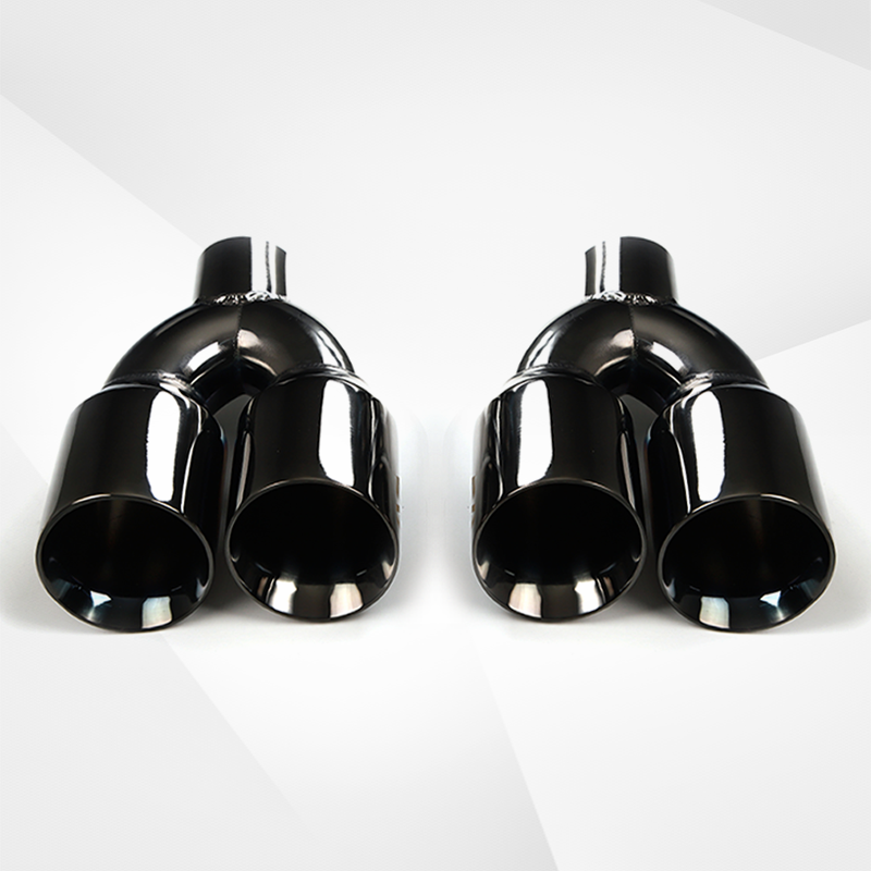 Dual Slant-Cut Stainless Steel Exhaust Tip – 10" Long Blue, Black, Silver Universal Bolt-On Exhaust Pipe