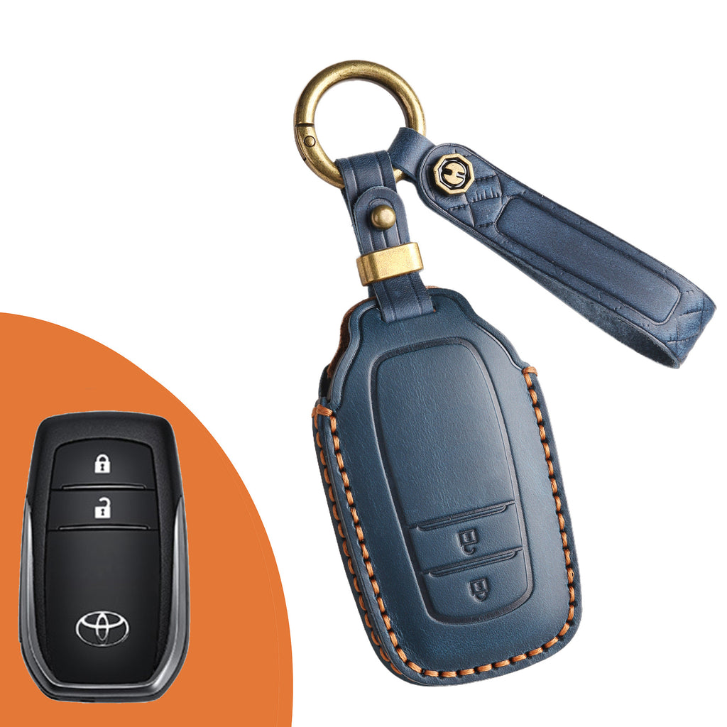 Genuine Leather Key Fob Cover for Toyota Tundra, Sequoia, Sienna, Camry, Corolla, Highlander, Prius Prime, RAV4 Prime, C-HR