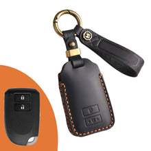 Load image into Gallery viewer, Genuine Leather Key Fob Cover for Toyota Tundra, Sequoia, Sienna, Camry, Corolla, Highlander, Prius Prime, RAV4 Prime, C-HR