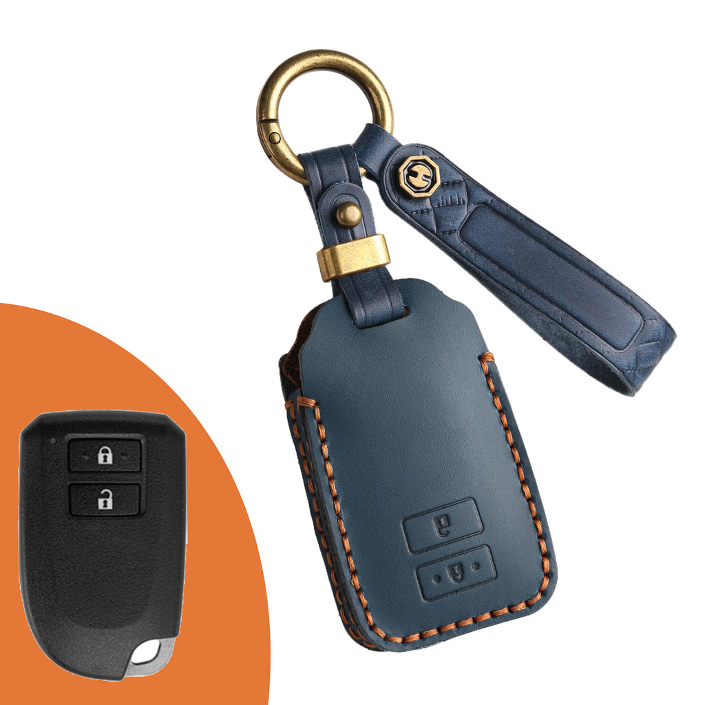 Genuine Leather Key Fob Cover for Toyota Tundra, Sequoia, Sienna, Camry, Corolla, Highlander, Prius Prime, RAV4 Prime, C-HR