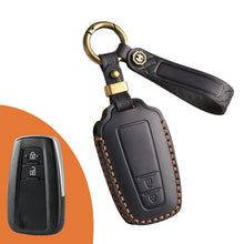 Load image into Gallery viewer, Genuine Leather Key Fob Cover for Toyota Tundra, Sequoia, Sienna, Camry, Corolla, Highlander, Prius Prime, RAV4 Prime, C-HR