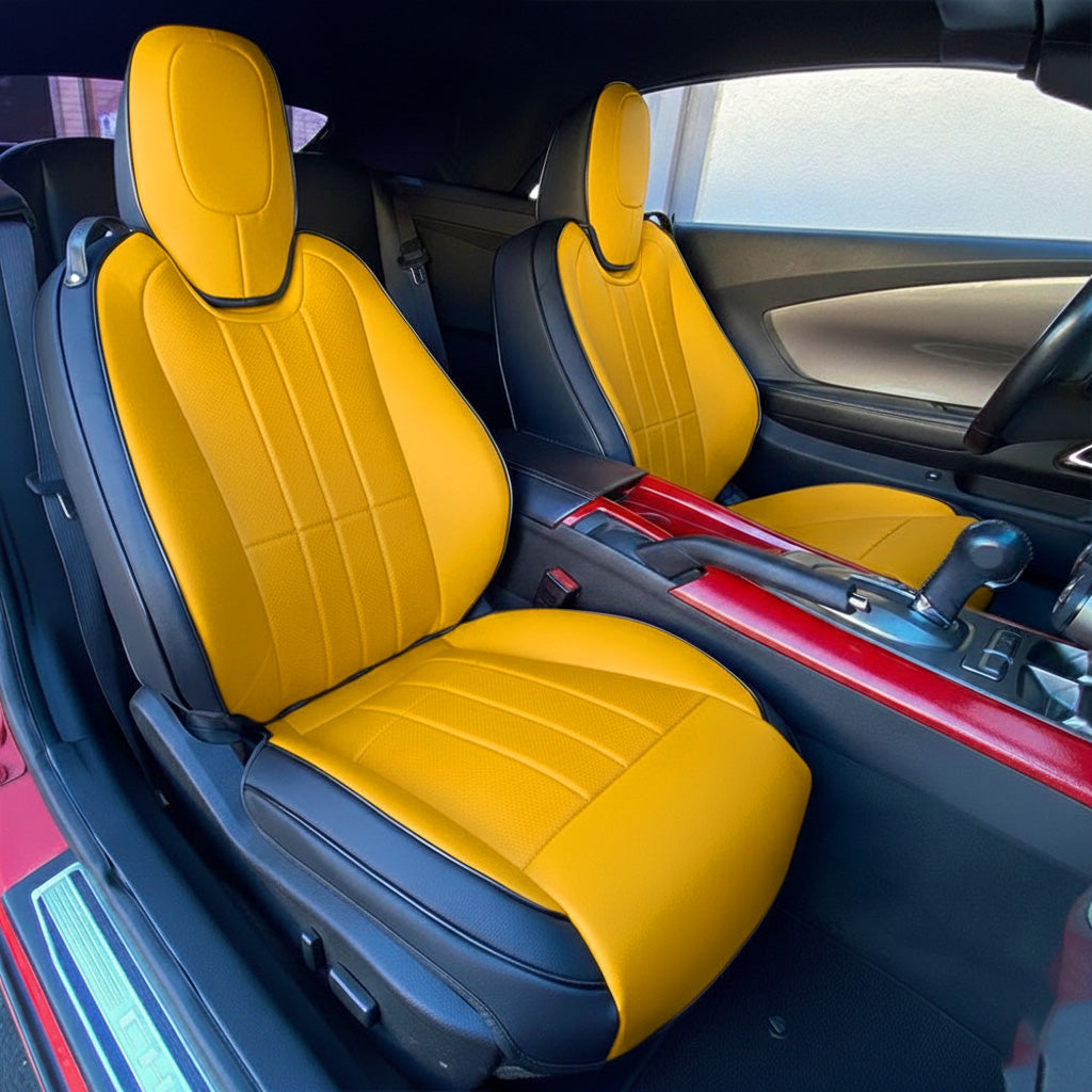 Chevy Camaro Coupe Seat Covers (2010–2015, LT/LS/RS/SS) – Custom Fit Full Set, Waterproof Faux Leather