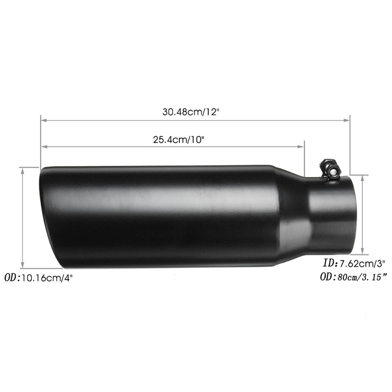 Universal Diesel Truck Angled Black 4 inch Inlet 5 inch Outlet Exhaust Tip Stainless Steel