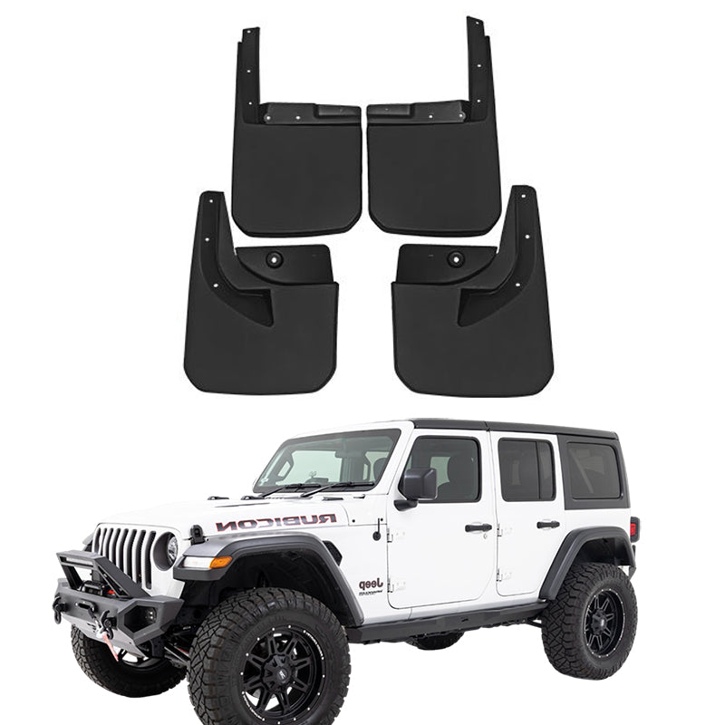 Mud Flaps for 2018-2024 Jeep Wrangler JL, 4PCS Front & Rear Splash Guards