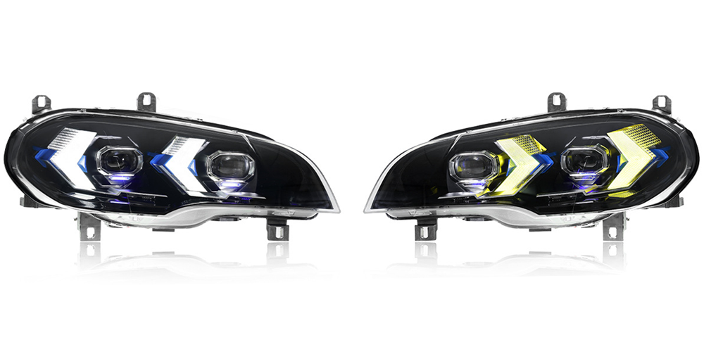 LED Headlights For BMW X5 E70 2007-2013 Double Lens Arrow Style Assembly Pair