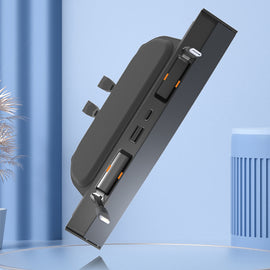 Car USB Charger Multi Port for Tesla Model 3/Y,Tesla USB hub 100% Fit Center Console Adapter,Multi Port Hidden Docking Station with Anti-Dust Sliding Lid and Fast Charge