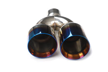 Load image into Gallery viewer, Dual Slant-Cut Stainless Steel Exhaust Tip – 10" Long Blue, Black, Silver Universal Bolt-On Exhaust Pipe